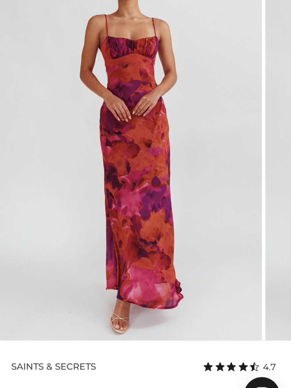 Selfie Leslie Abstract Watercolor Slip Gown in Red and Pink